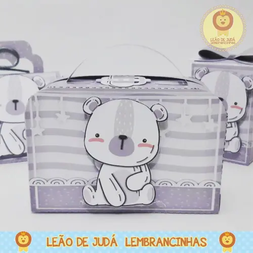 Caixinha para festa tema urso minimalista