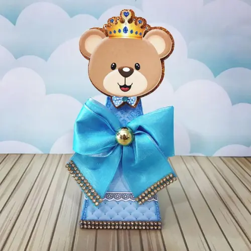 Caixinha para festa tema urso príncipe