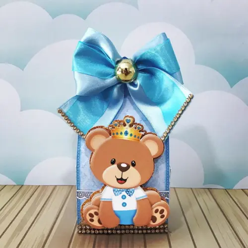 Caixinha para festa tema urso príncipe