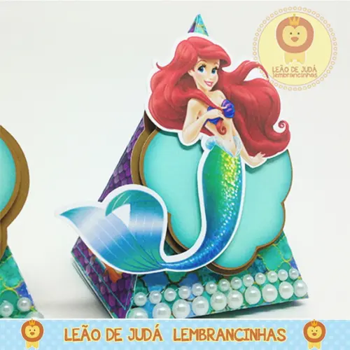 Caixinha Piramide Tema Pequena sereia