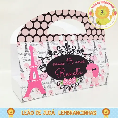 Caixinha Porta Esmalte e Mini Lixa Tema Paris