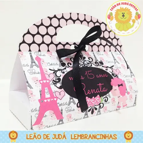 Caixinha Porta Esmalte e Mini Lixa Tema Paris