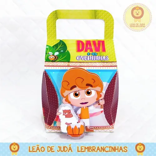 Caixinha Seul com aplique tema Davi e as ovelinhas