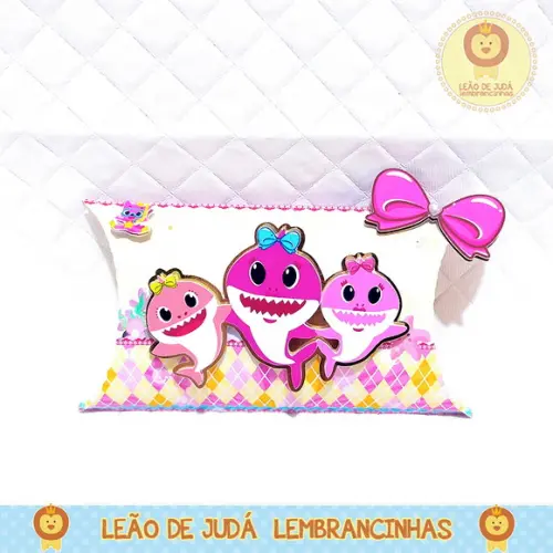 Caixinha Travesseiro tema Baby Shark menina