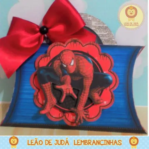 Caixinha Travesseiro tema Homem Aranha