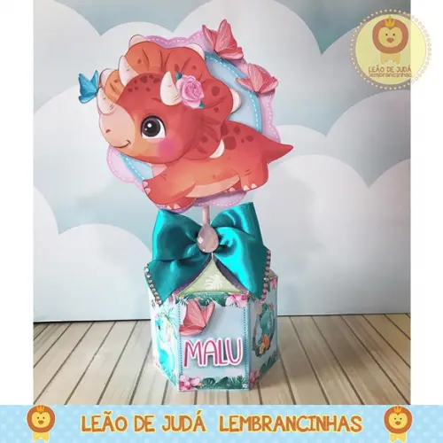 Centro De Mesa Tema Dinossauro Menina