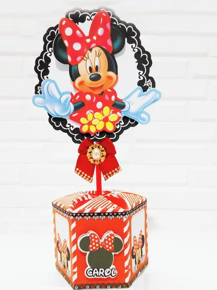 Centro de Mesa Tema Minnie Vermelha