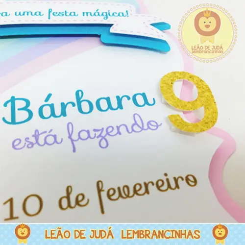 Convite Diamante tema Unicórnio