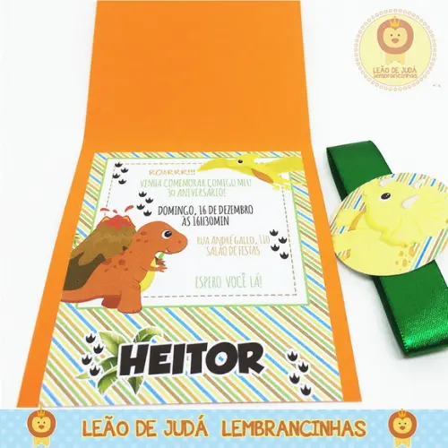 Convite Esmeralda tema Dinossauro