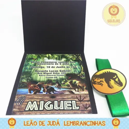 Convite Esmeralda tema Jurassic Park