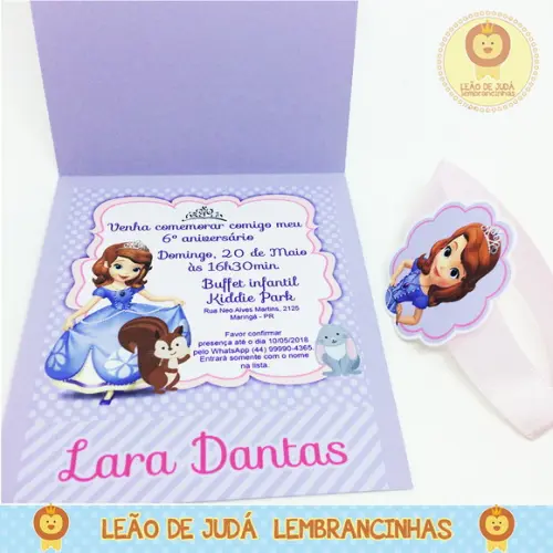 Convite Esmeralda tema Princesinha Sofia