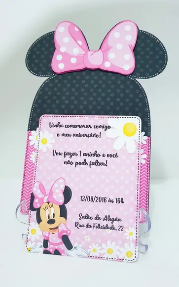 Convite minnie rosa