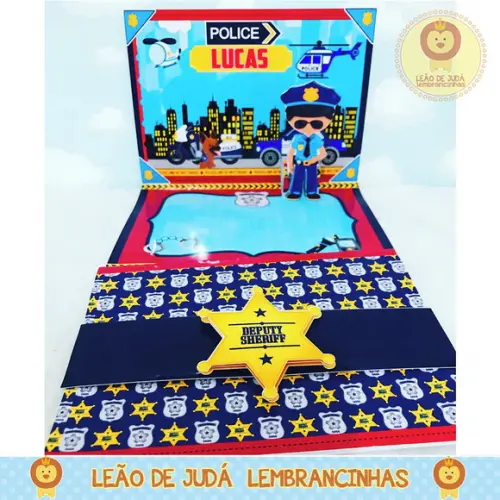 Convite Pop Up tema Policial