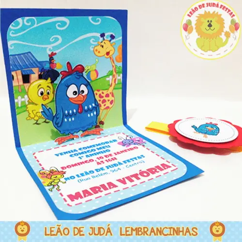 Convite Pop Up tema Galinha Pintadinha