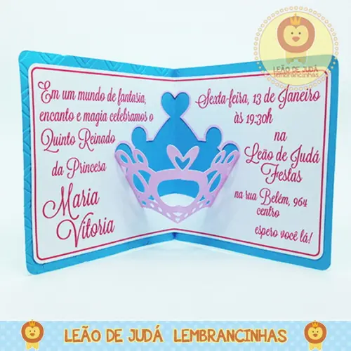 Convite Pop Up tema reinado