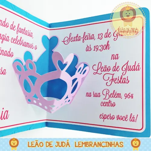 Convite Pop Up tema reinado