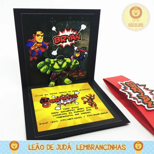 Convite Pop Up tema Vingadores