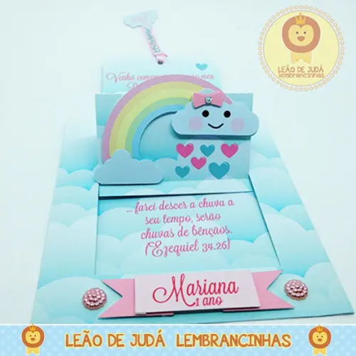 Convite Retrátil Tema Chuva De Amor