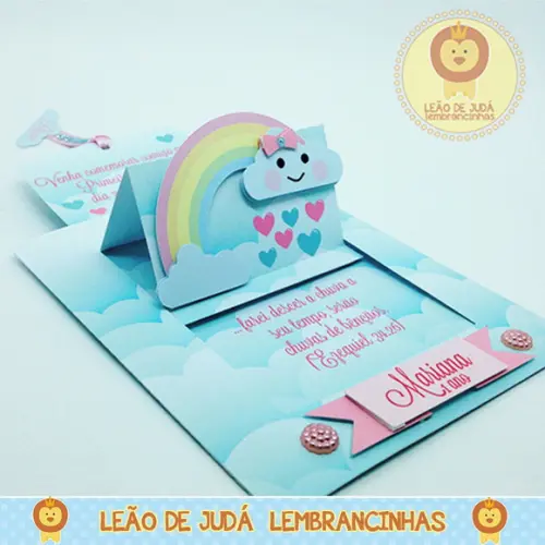 Convite Retrátil Tema Chuva De Amor