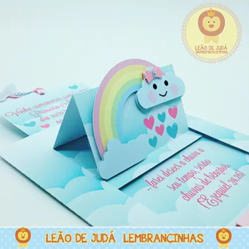 Convite Retrátil Tema Chuva De Amor