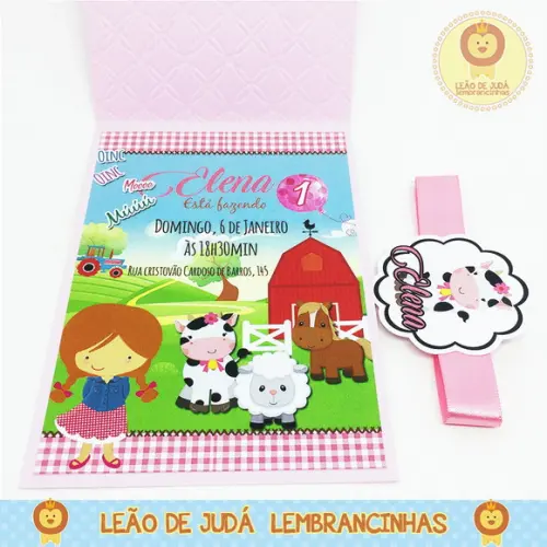 Convite Rubi tema Fazendinha