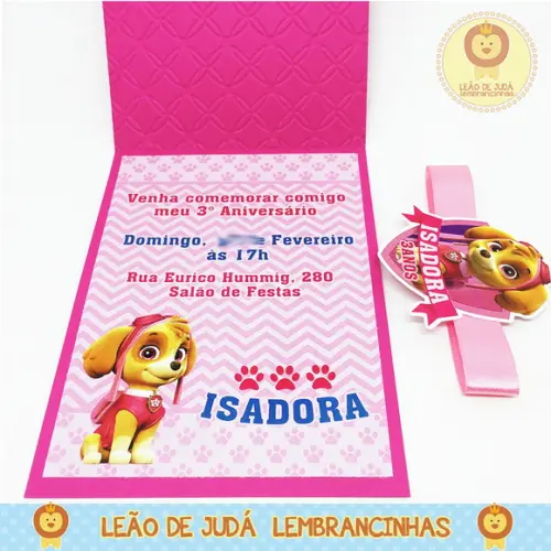 Convite Rubi tema skye patrulha canina