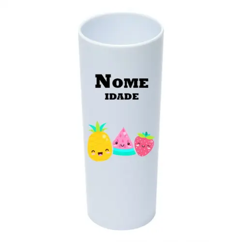 Copo Long Drink 350ml Personalizado Frutas Kawaii