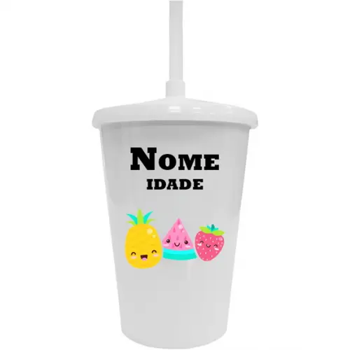 Copo Twister 400ml Personalizado Frutas Kawaii