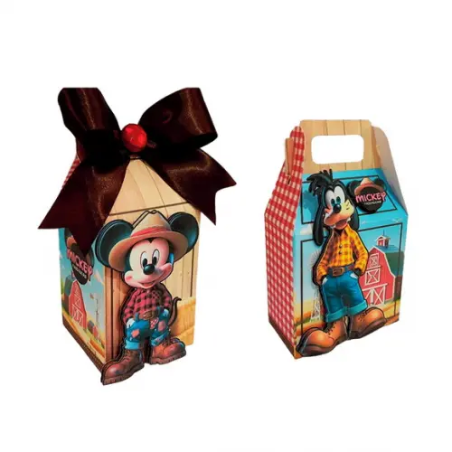 Kit 20 Caixinha Lembrancinha para Festa Mickey Fazendeiro
