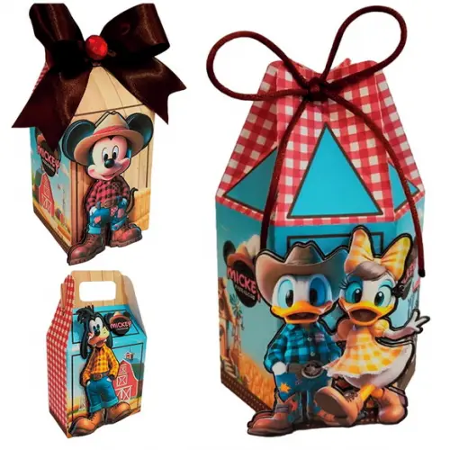 Kit 30 Caixinha Lembrancinha para Festa Mickey Fazendeiro