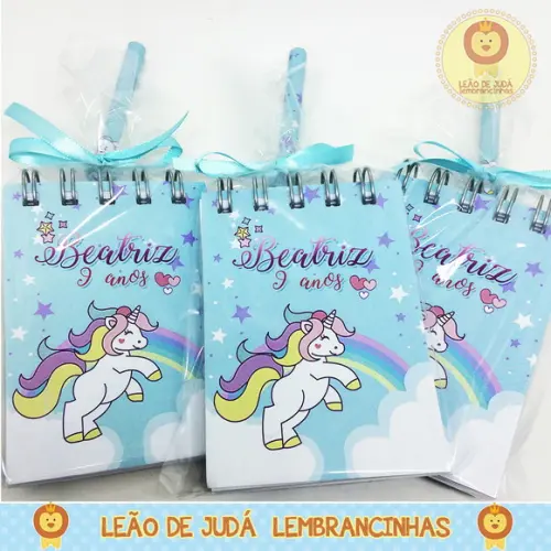 Kit bloquinho e lápis tema Unicórnio