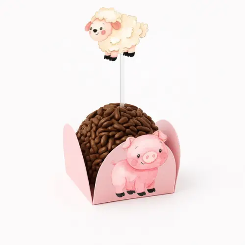 Kit Forminha + Topper para Docinhos Fazendinha 50 Unid