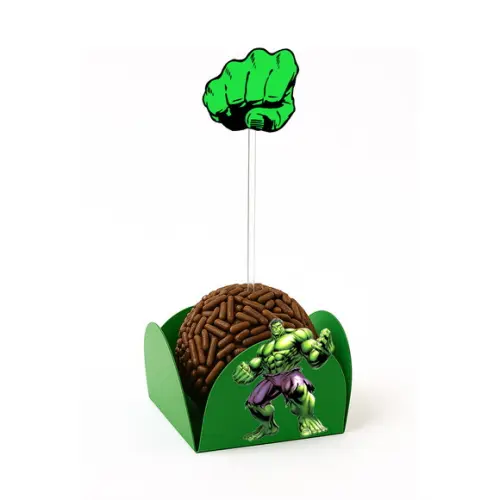 Kit Forminha + Topper para Docinhos Hulk 50 Unid