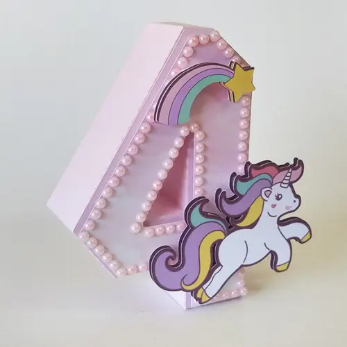 Numero 3d Decorada Tema Unicórnio