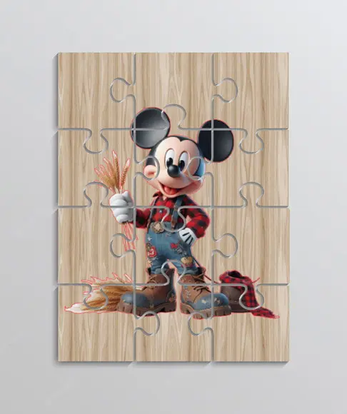 Quebra Cabeça Lembrancinha para Festa Tema Mickey Fazendeiro