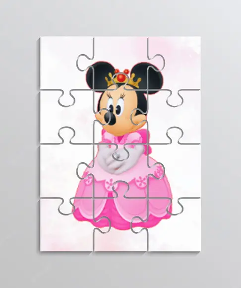 Quebra Cabeça Lembrancinha para Festa Tema Minnie Realeza