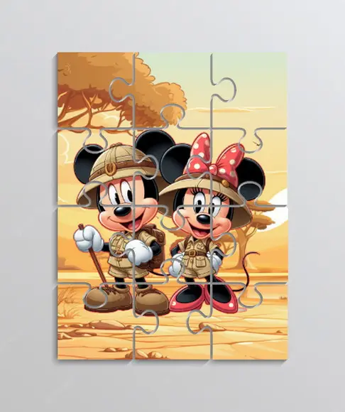 Quebra Cabeça Lembrancinha para Festa Tema Mickey Safari