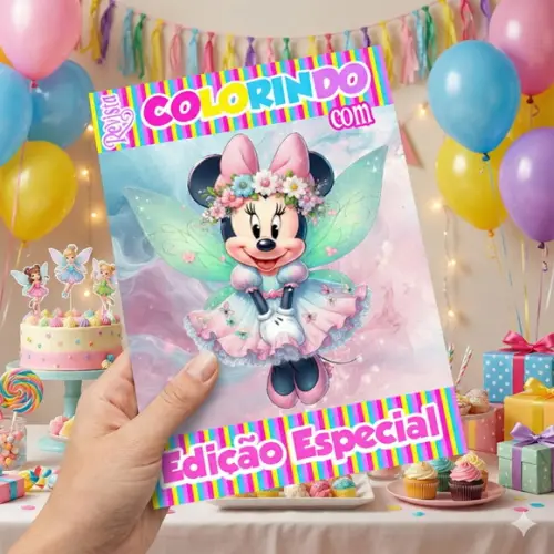 Revistinha para Colorir Minnie Fada - Lembrancinha