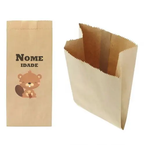 Saquinho de Kraft 13x25cm Tema Bosque