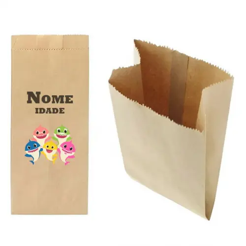 Saquinho de Kraft 13x25cm Tema Baby Shark