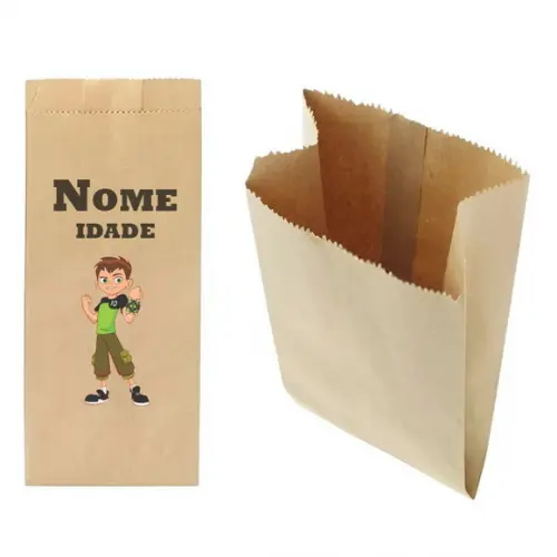 Saquinho de Kraft 13x25cm Tema Ben 10