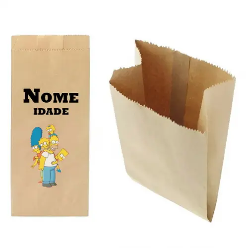 Saquinho de Kraft 13x25cm Tema os Simpsons