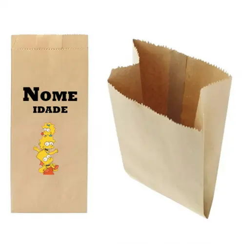 Saquinho de Kraft 13x25cm Tema os Simpsons