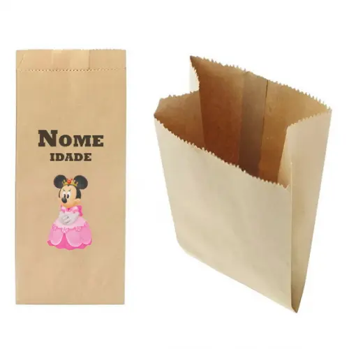Saquinho de Kraft 13x25cm Tema Minnie Realeza