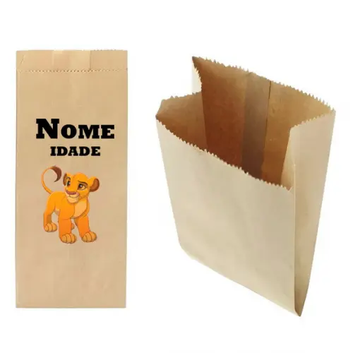 Saquinho de Kraft 13x25cm Tema Rei Leão
