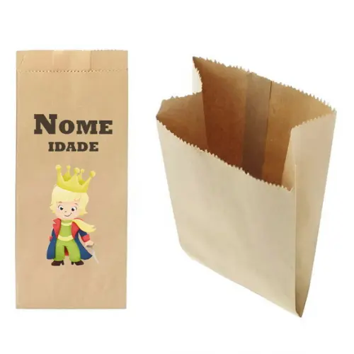 Saquinho de Kraft 13x25cm Tema Pequeno Príncipe