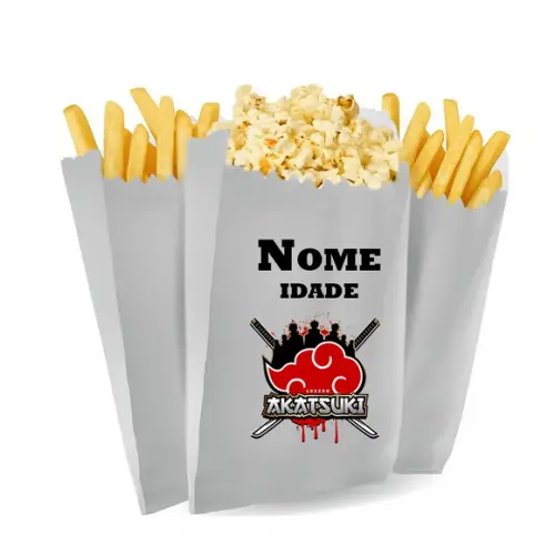 Saquinho de Pipoca e Batata Personalizado Tema Akatsuki