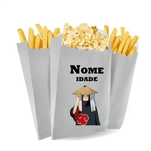 Saquinho de Pipoca e Batata Personalizado Tema Akatsuki