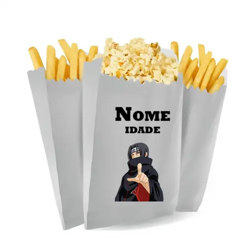 Saquinho de Pipoca e Batata Personalizado Tema Akatsuki
