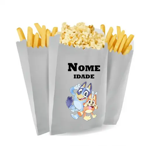 Saquinho de Pipoca e Batata Personalizado Tema Bluey